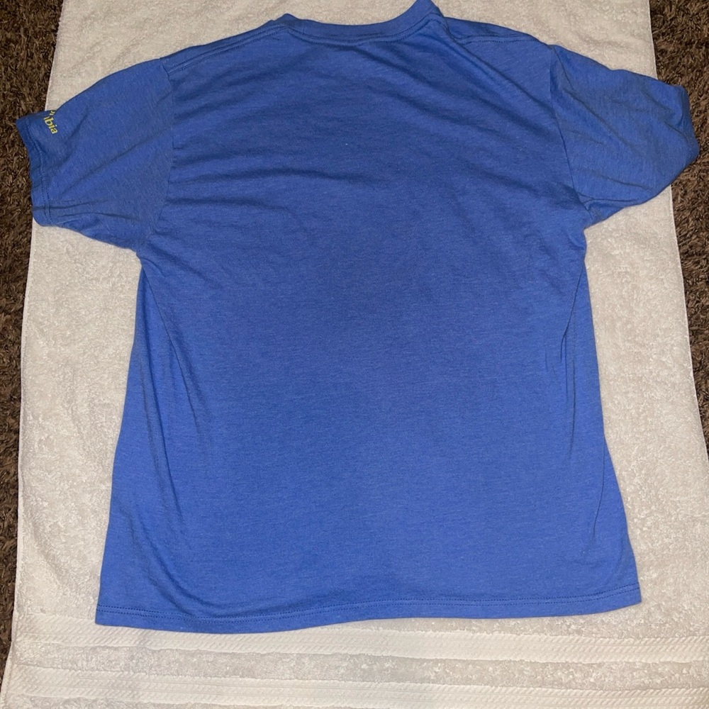 Columbia T Shirt Mens Large Blue Tee, Short Sleeve Crew Neck Big Logo Outdoor - Picture 8 of 8